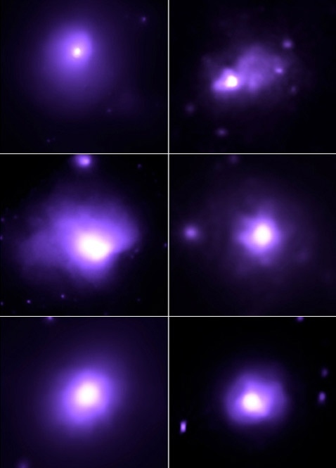 Данные изображения ещё раз иллюстрируют, что тёмная энергия сдерживала разрастание этих структур 5,5 миллиарда лет назад (фото NASA/CXC/SAO/A.Vikhlinin et al.).